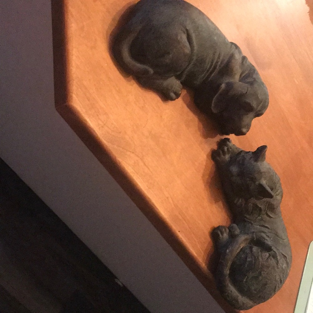 Pair of Gray Cat Figurine Decor Accents